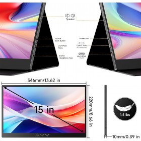 Monitor portátil de 15,6 pulgadas, 1080P, USB-C, HDMI. Monitor portátil de 15,6 pulgadas, 1080P, USB-C, HDMI.