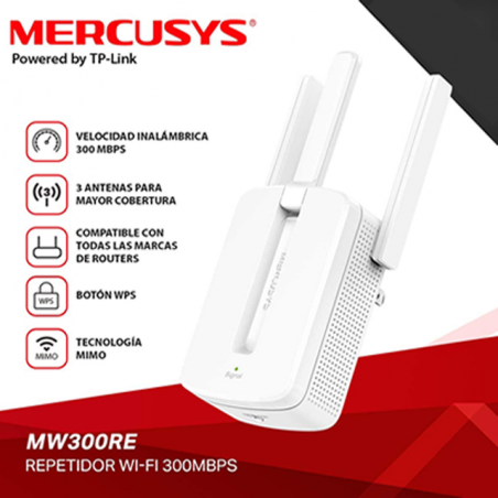 Extensor de rango mercusys 300 mbps wifi