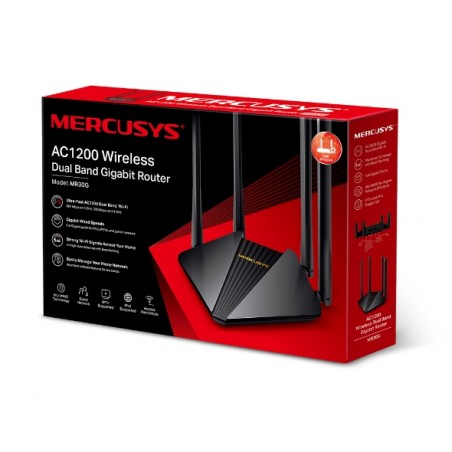 Router Mercusys MR30G AC1200 Gigabit doble banda 5GHZ 867Mbps y 2.4GHZ 300Mbps 4 ANT. 5dBi MU-MIMO
